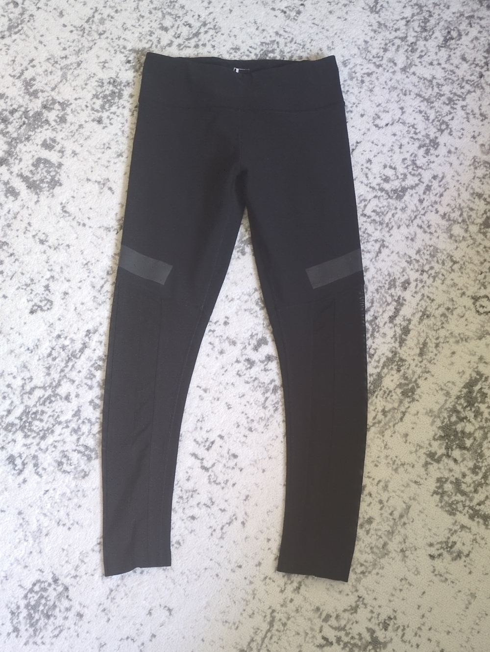 Black Leggings With Sheer Paneling Detail | Size S